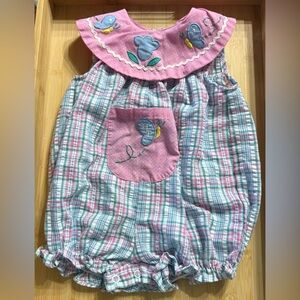 Vintage Hush Puppies Pups 12 Months Baby Girl Romper One Piece Easter Spring